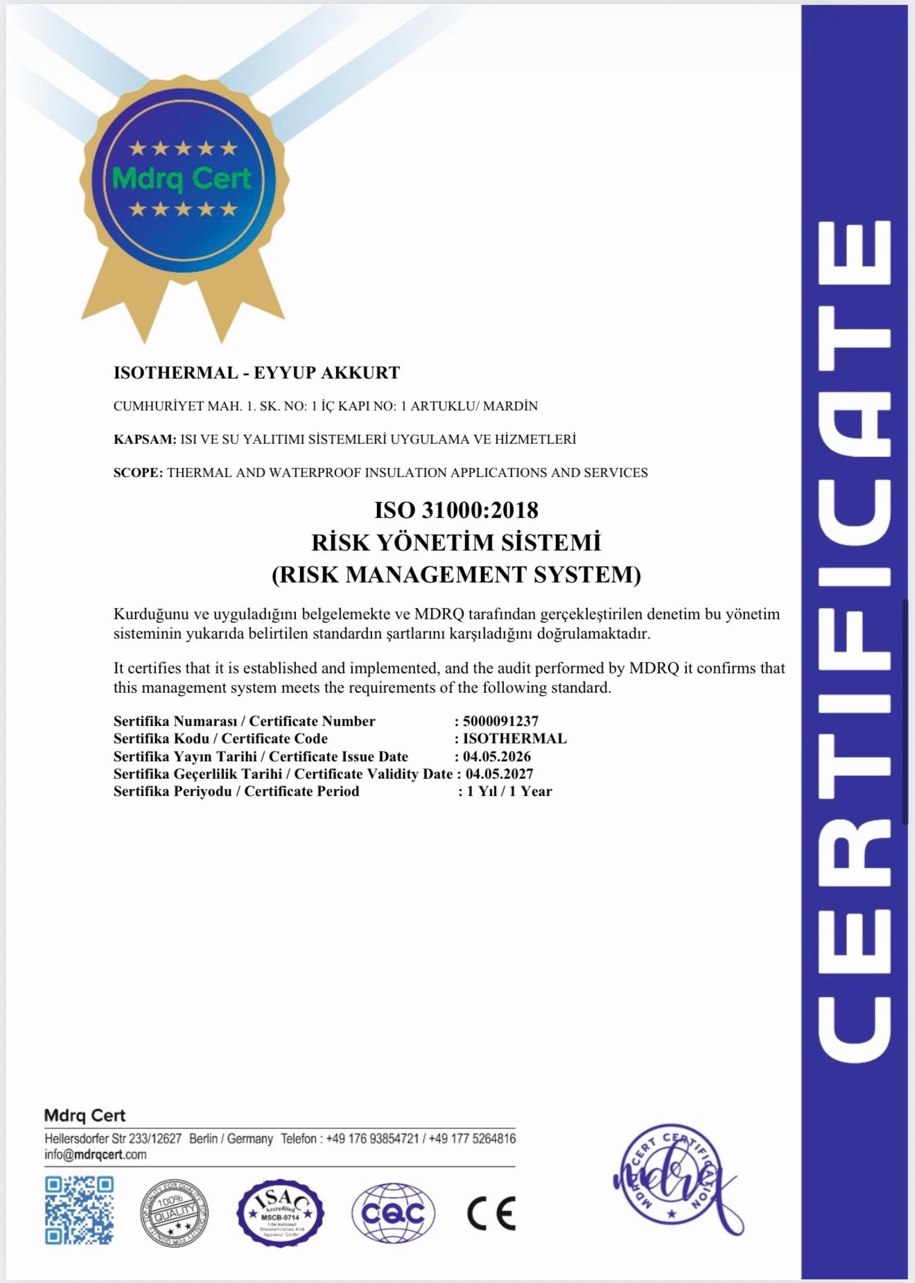 ISO 31000:2018 — Risk Yönetim Sistemi